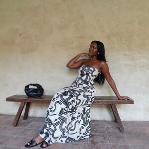 dissh black and white dress DISSH Black Cream Color Block Maxi Dress by Dissh